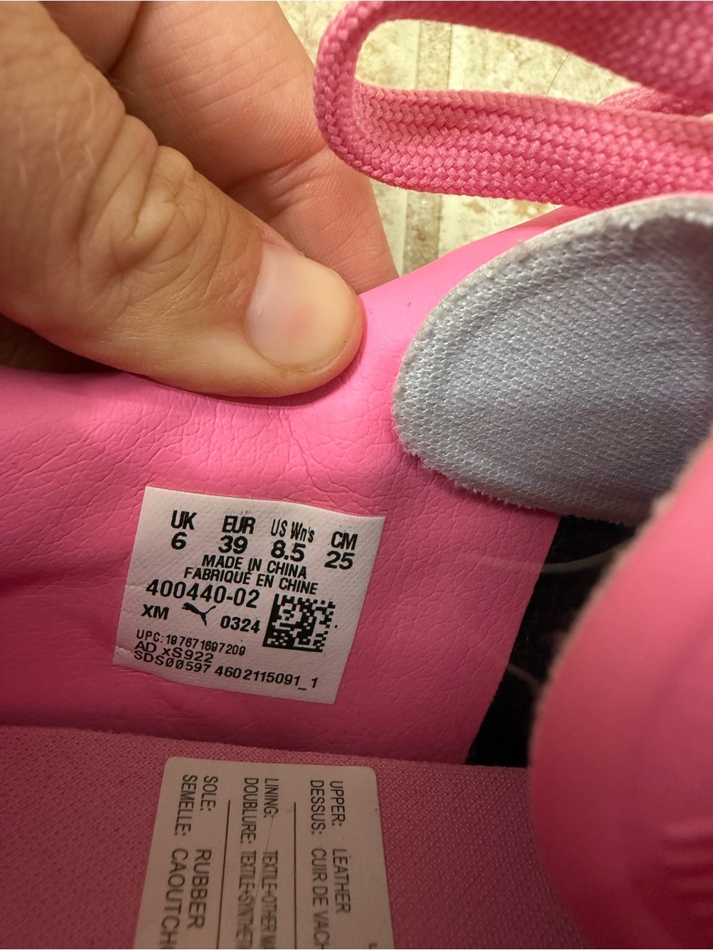 Puma Women’s Pink Sneakers with Red Stripe and Gum Sole - Picture 3 of 3